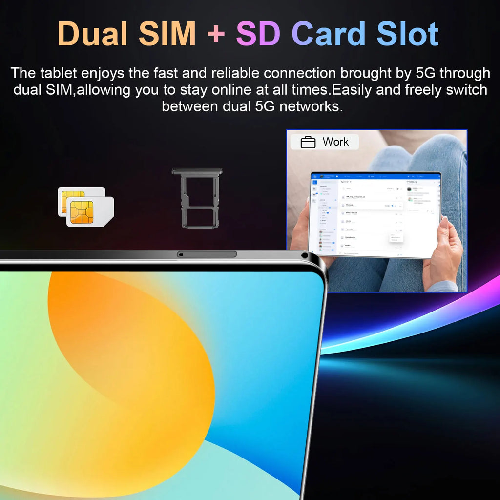 Nouvelle tablette mondiale 5G 2026 de 10,36 pouces, Android 13, 16 Go, 1 To, 20000 mAh, 4K HD, Wi-Fi 5G, Bluetooth, WPS