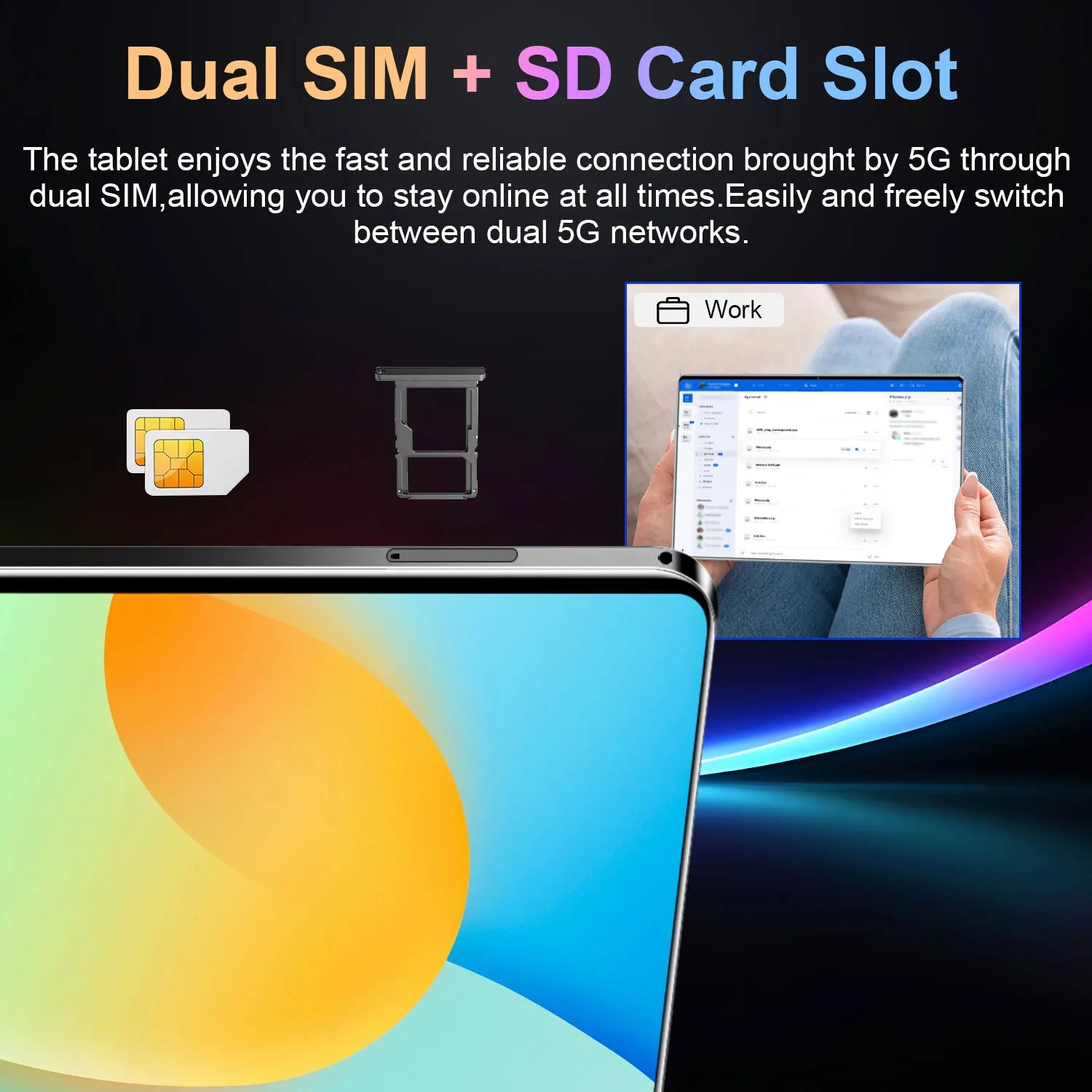 Nouvelle tablette mondiale 5G 2026 de 10,36 pouces, Android 13, 16 Go, 1 To, 20000 mAh, 4K HD, Wi-Fi 5G, Bluetooth, WPS