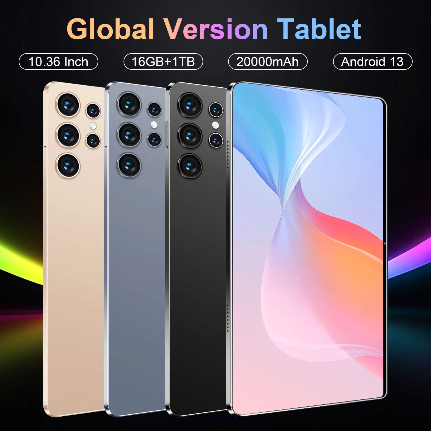 Nouvelle tablette mondiale 5G 2026 de 10,36 pouces, Android 13, 16 Go, 1 To, 20000 mAh, 4K HD, Wi-Fi 5G, Bluetooth, WPS