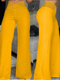 Pantalon évasé à jambes larges pour femmes, pantalon de travail, streetwear élégant, patch en maille transparente entrecroisée, taille haute, décontracté, FJK, nouveau, 2024, Y2K