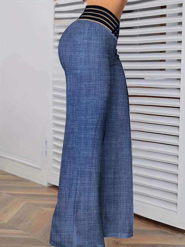 Pantalon évasé à jambes larges pour femmes, pantalon de travail, streetwear élégant, patch en maille transparente entrecroisée, taille haute, décontracté, FJK, nouveau, 2024, Y2K