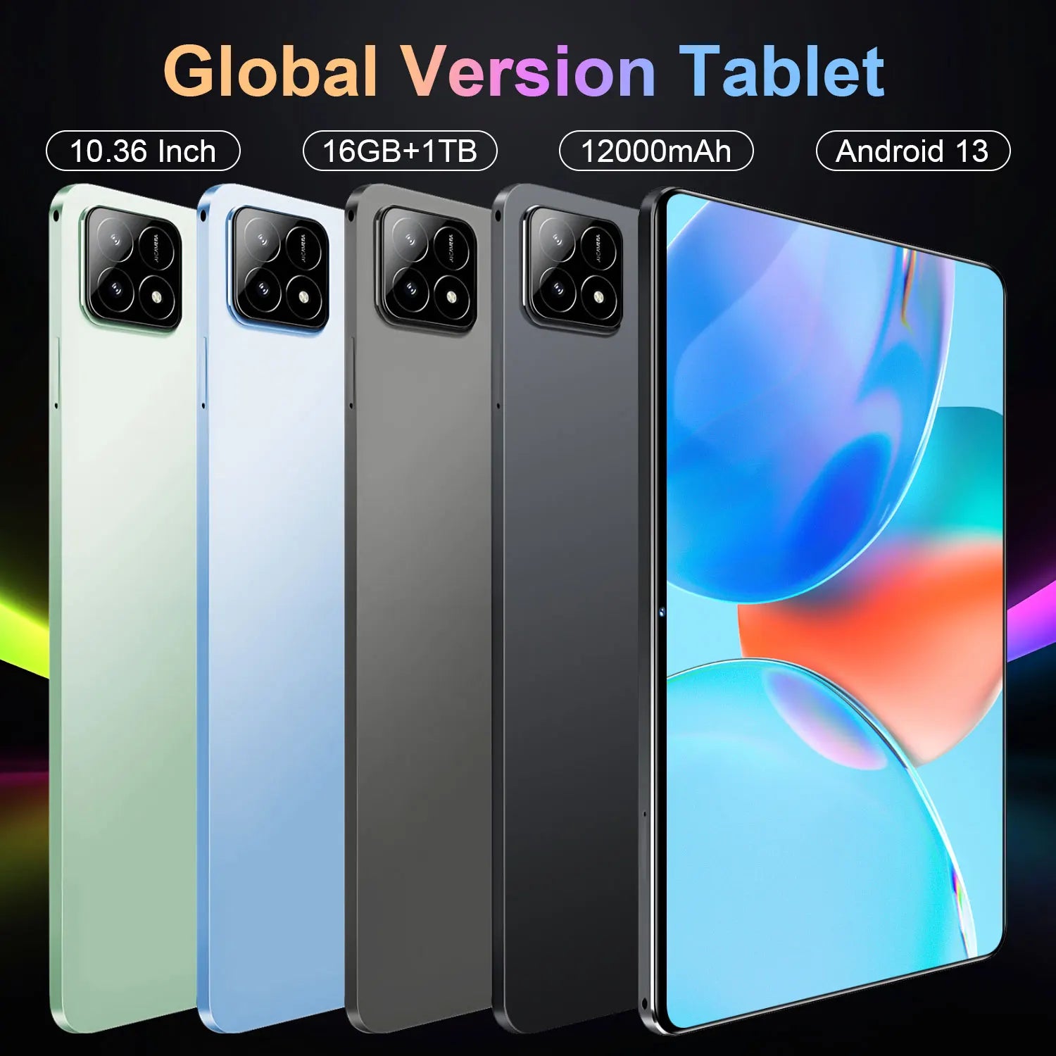 Nouvelle tablette mondiale 5G 2026 de 10,36 pouces, Android 13, 16 Go, 1 To, 20000 mAh, 4K HD, Wi-Fi 5G, Bluetooth, WPS