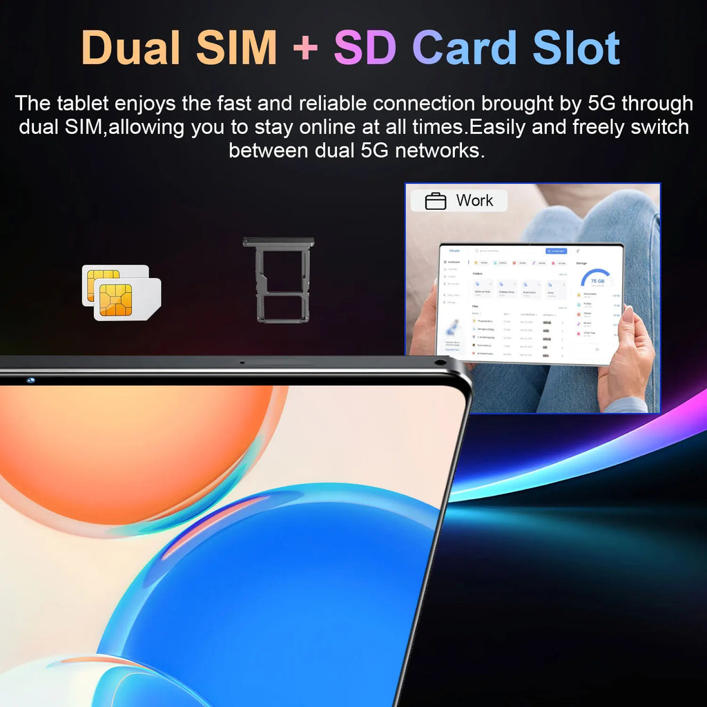 Nouvelle tablette mondiale 5G 2026 de 10,36 pouces, Android 13, 16 Go, 1 To, 20000 mAh, 4K HD, Wi-Fi 5G, Bluetooth, WPS