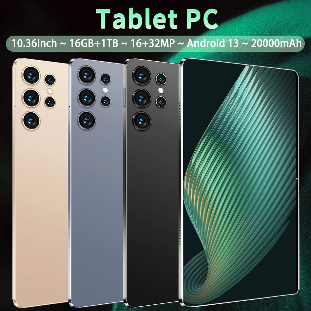 Tablette Android 13 20000mAh, nouvelle version mondiale, 10,36 pouces, 16 Go, 1 To, 14 cœurs, 4K HD, 5G WIFI, Bluetooth