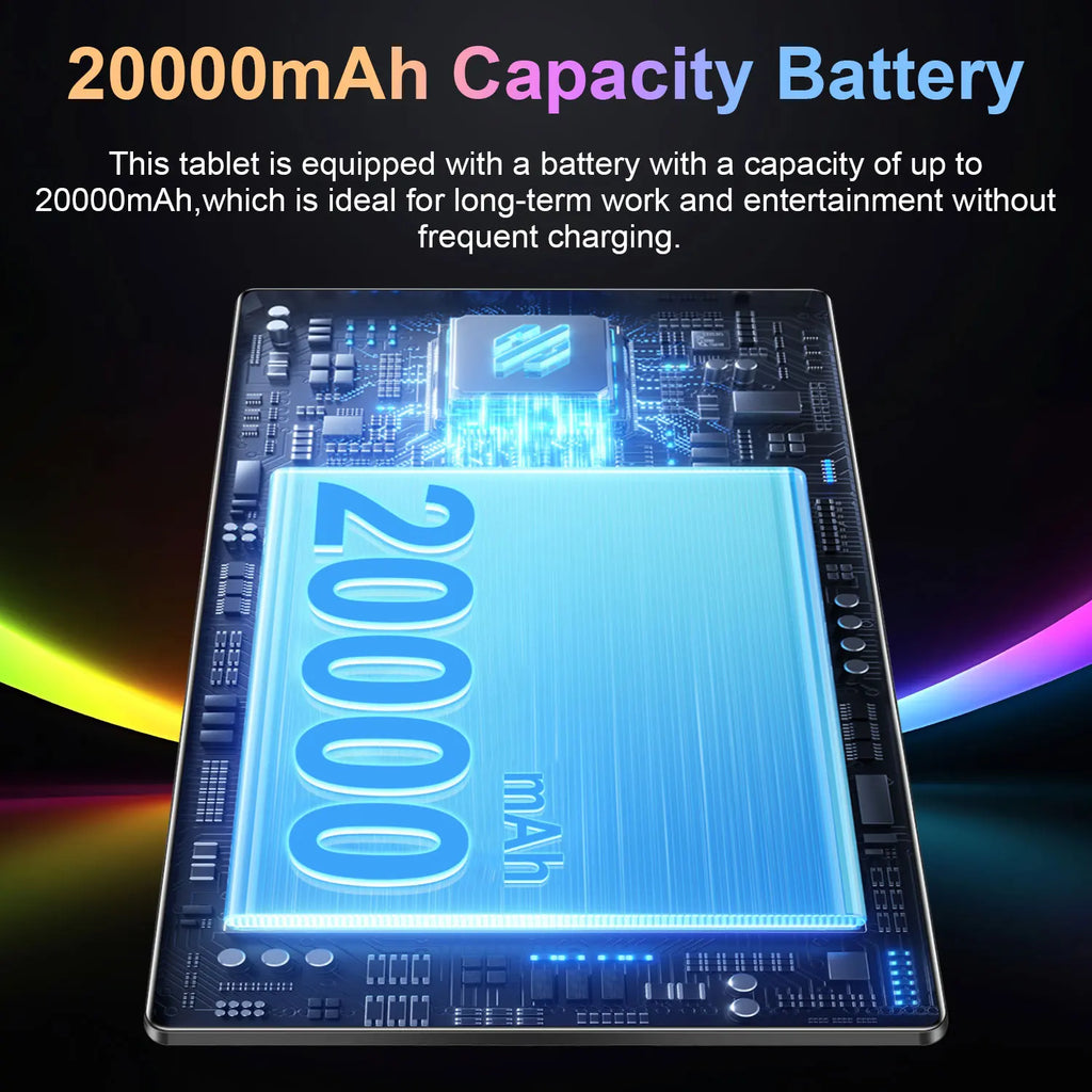 Nouvelle tablette mondiale 5G 2026 de 10,36 pouces, Android 13, 16 Go, 1 To, 20000 mAh, 4K HD, Wi-Fi 5G, Bluetooth, WPS
