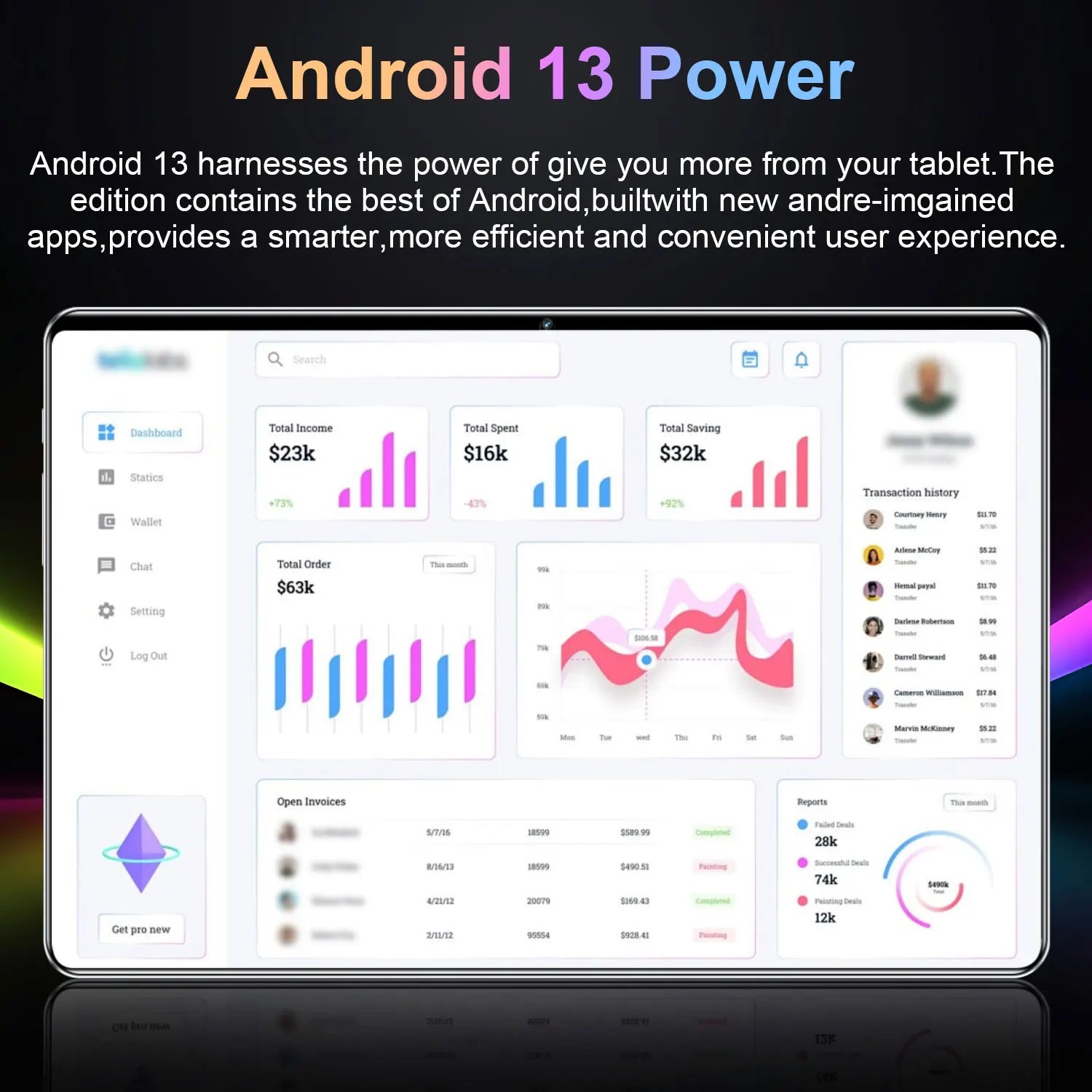 Nouvelle tablette mondiale 5G 2026 de 10,36 pouces, Android 13, 16 Go, 1 To, 20000 mAh, 4K HD, Wi-Fi 5G, Bluetooth, WPS