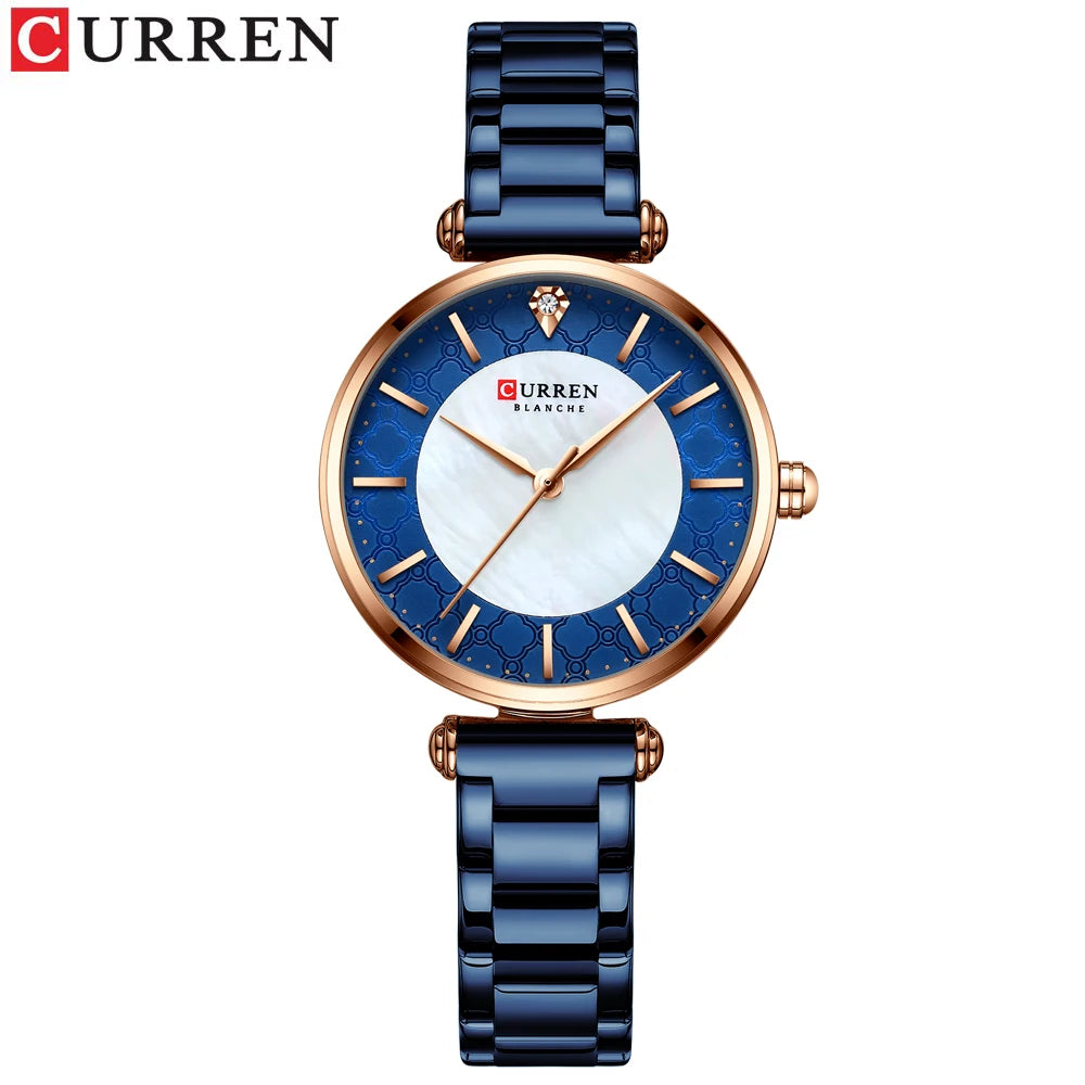 Montres pour femmes marque de luxe CURREN élégant mince montre-bracelet à Quartz avec acier inoxydable Simple femme horloge