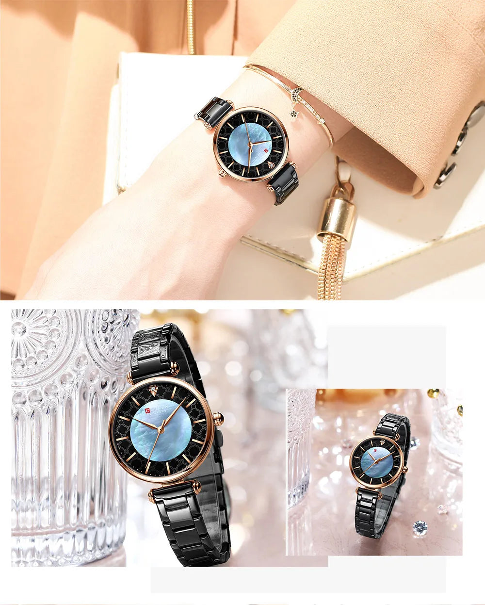 Montres pour femmes marque de luxe CURREN élégant mince montre-bracelet à Quartz avec acier inoxydable Simple femme horloge