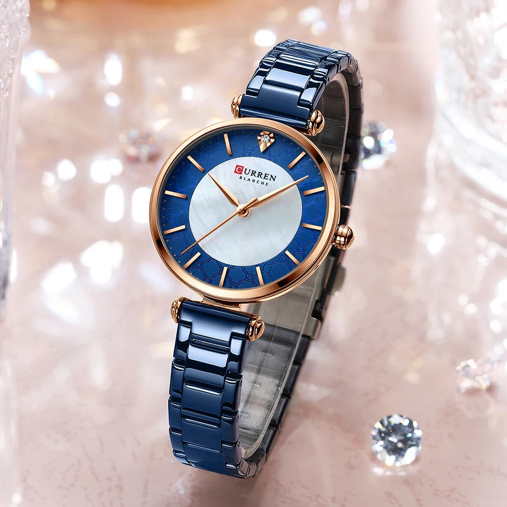 Montres pour femmes marque de luxe CURREN élégant mince montre-bracelet à Quartz avec acier inoxydable Simple femme horloge