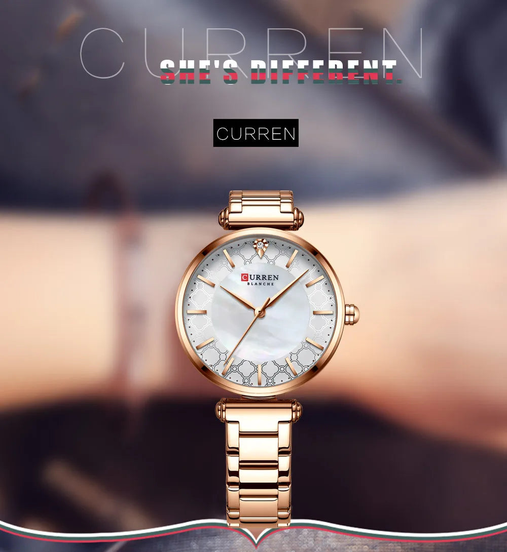 Montres pour femmes marque de luxe CURREN élégant mince montre-bracelet à Quartz avec acier inoxydable Simple femme horloge