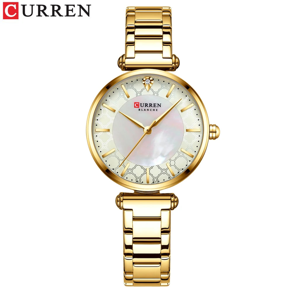 Montres pour femmes marque de luxe CURREN élégant mince montre-bracelet à Quartz avec acier inoxydable Simple femme horloge
