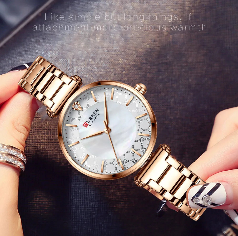 Montres pour femmes marque de luxe CURREN élégant mince montre-bracelet à Quartz avec acier inoxydable Simple femme horloge