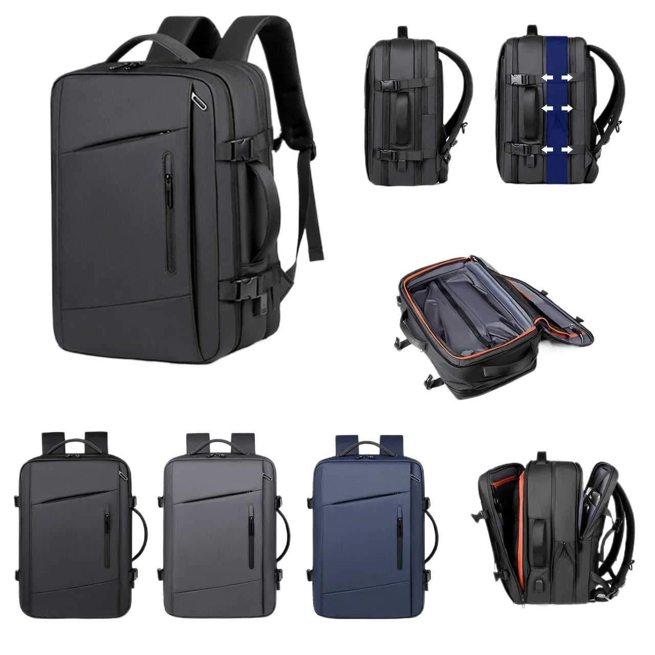 YCH Custom Logo Stock Cheap Large Capacity Anti-Theft Vacuum Compression Waterproof Bag Travel Business Laptop Backpack With USB