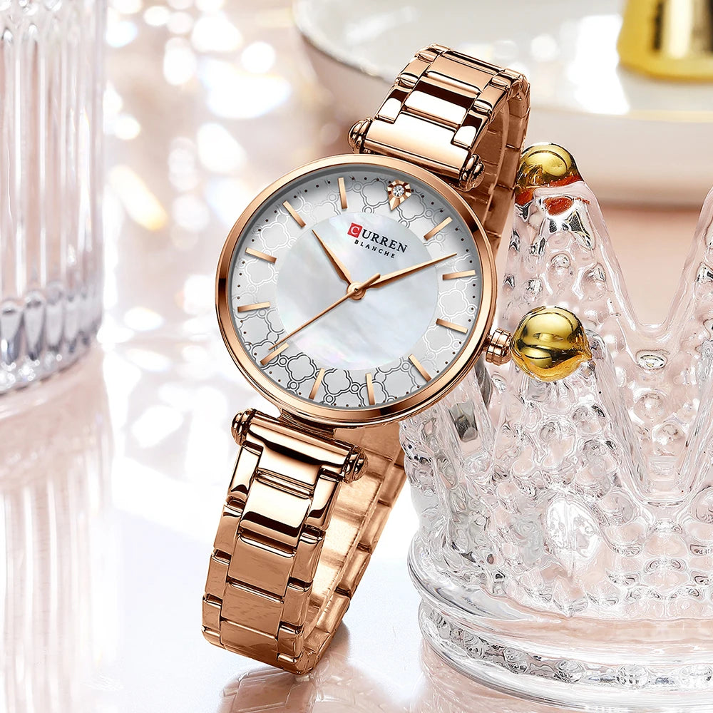 Montres pour femmes marque de luxe CURREN élégant mince montre-bracelet à Quartz avec acier inoxydable Simple femme horloge