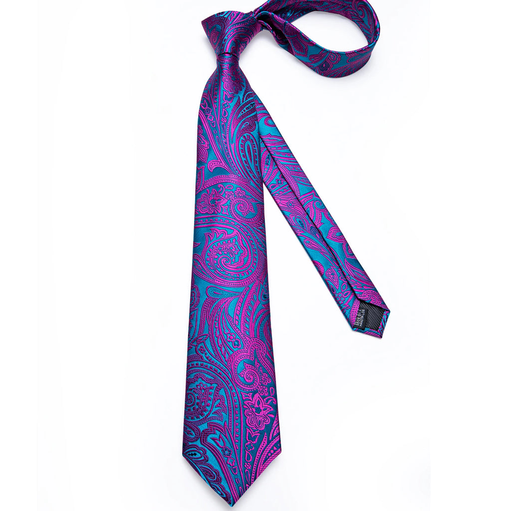 US Men's Tie Classic Wedding Necktie and Pocket Square Cufflinks Set Famous Brand Tie Purple