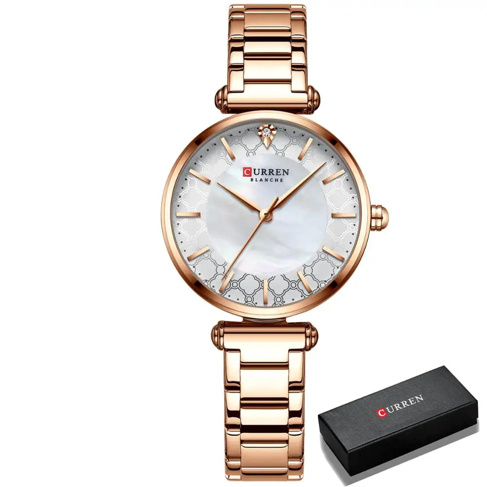 Montres pour femmes marque de luxe CURREN élégant mince montre-bracelet à Quartz avec acier inoxydable Simple femme horloge
