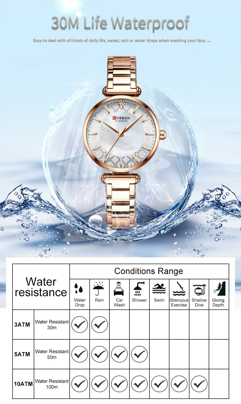 Montres pour femmes marque de luxe CURREN élégant mince montre-bracelet à Quartz avec acier inoxydable Simple femme horloge