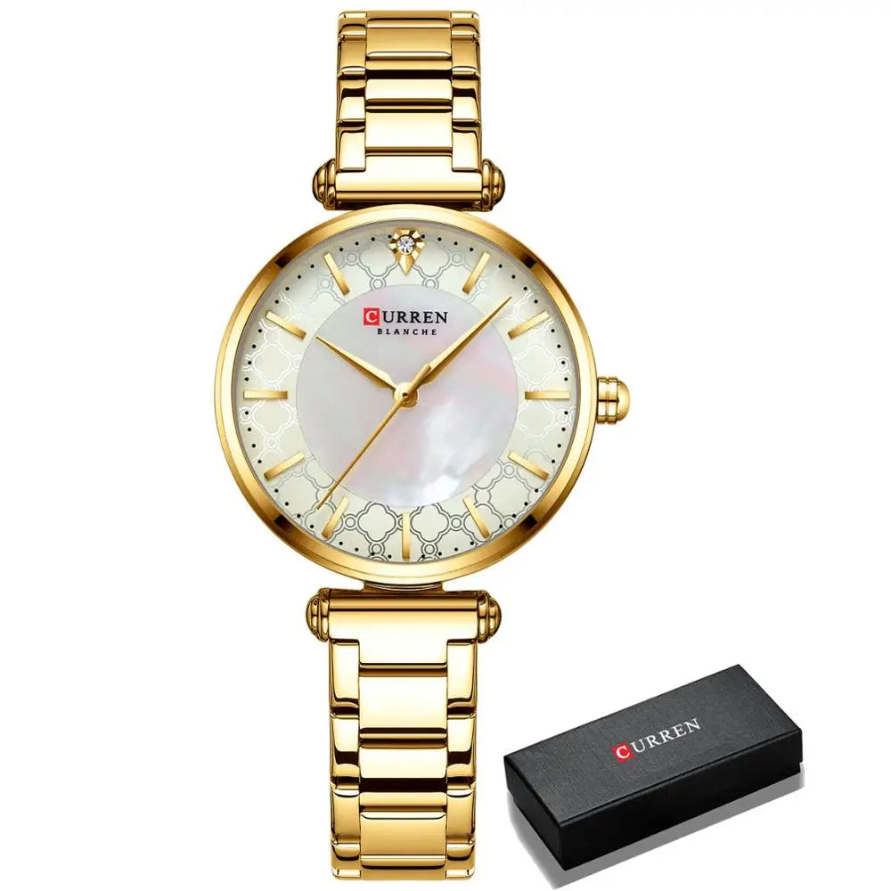 Montres pour femmes marque de luxe CURREN élégant mince montre-bracelet à Quartz avec acier inoxydable Simple femme horloge