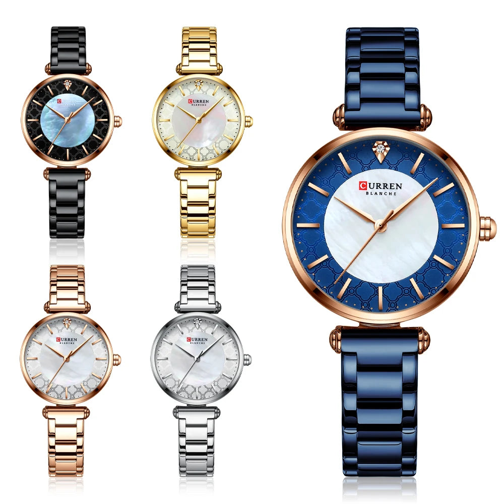 Montres pour femmes marque de luxe CURREN élégant mince montre-bracelet à Quartz avec acier inoxydable Simple femme horloge