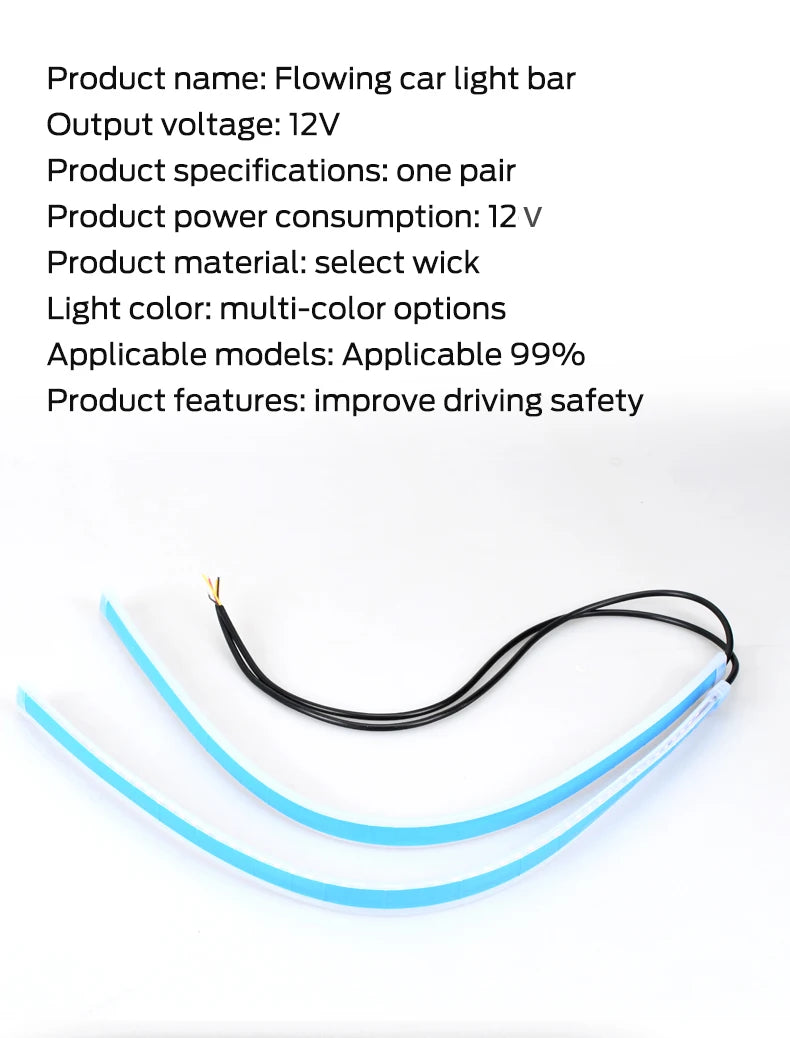 2 pièces LED DRL voiture feux de jour bande Flexible étanche phares automatiques blanc clignotant jaune feux de débit de frein 12V
