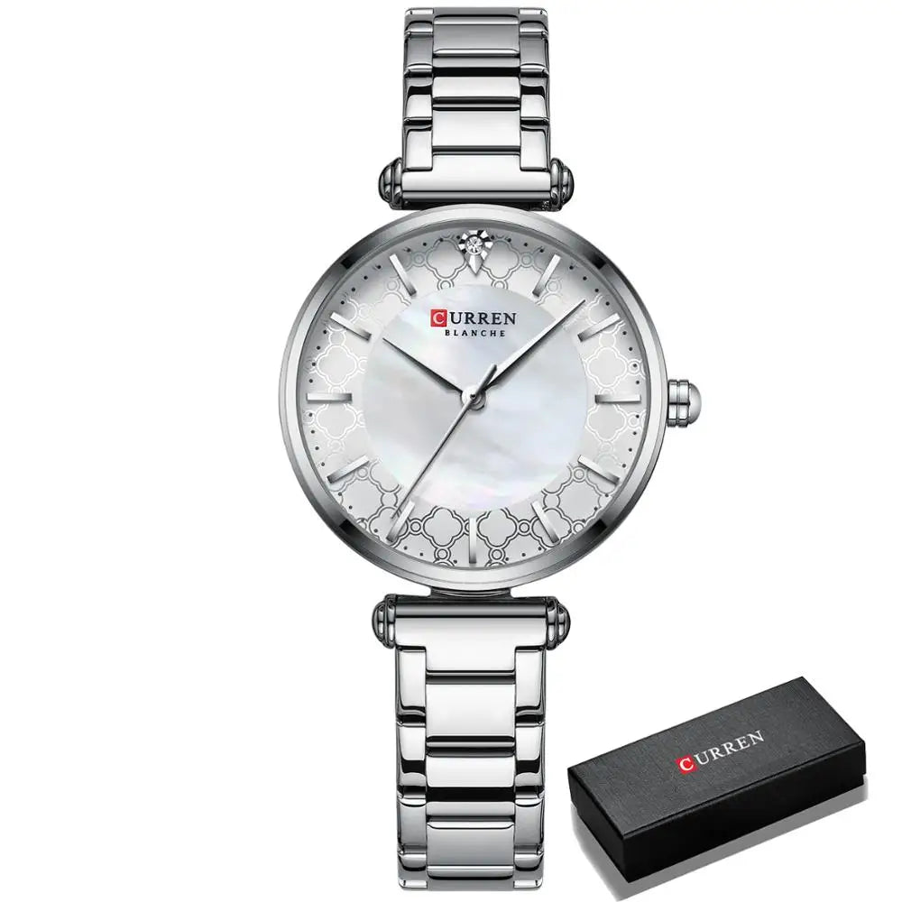 Montres pour femmes marque de luxe CURREN élégant mince montre-bracelet à Quartz avec acier inoxydable Simple femme horloge