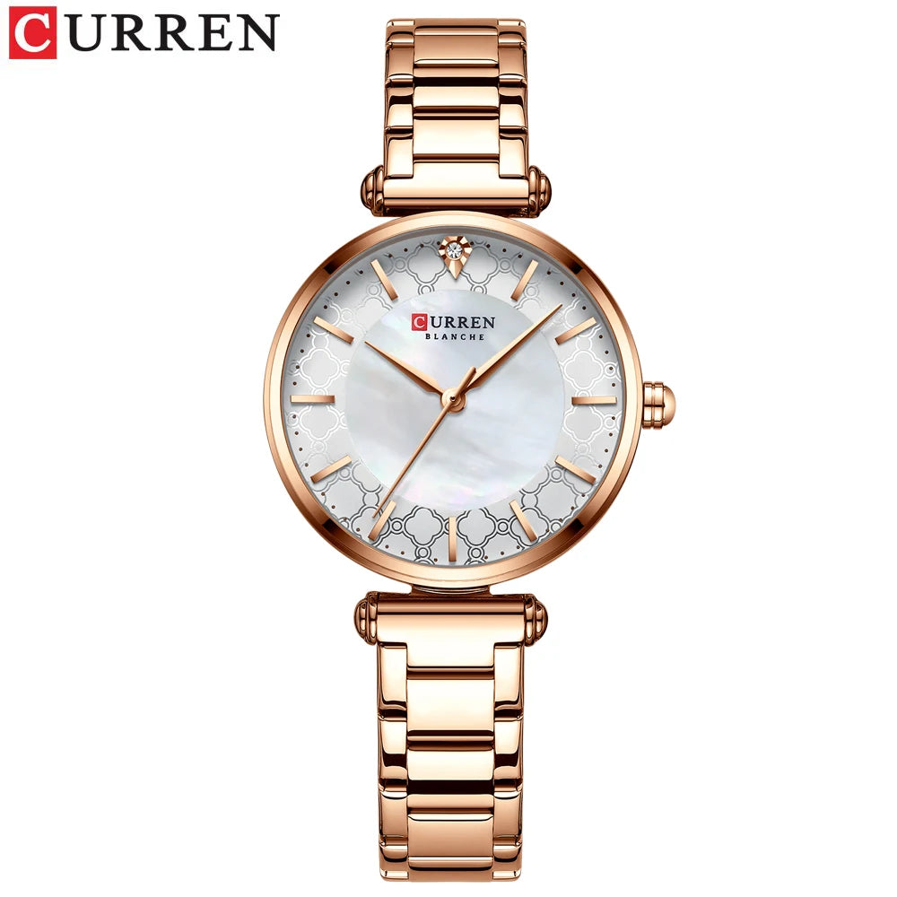 Montres pour femmes marque de luxe CURREN élégant mince montre-bracelet à Quartz avec acier inoxydable Simple femme horloge