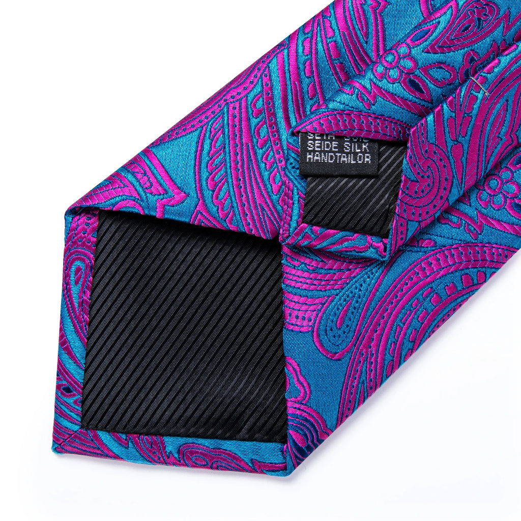 US Men's Tie Classic Wedding Necktie and Pocket Square Cufflinks Set Famous Brand Tie Purple