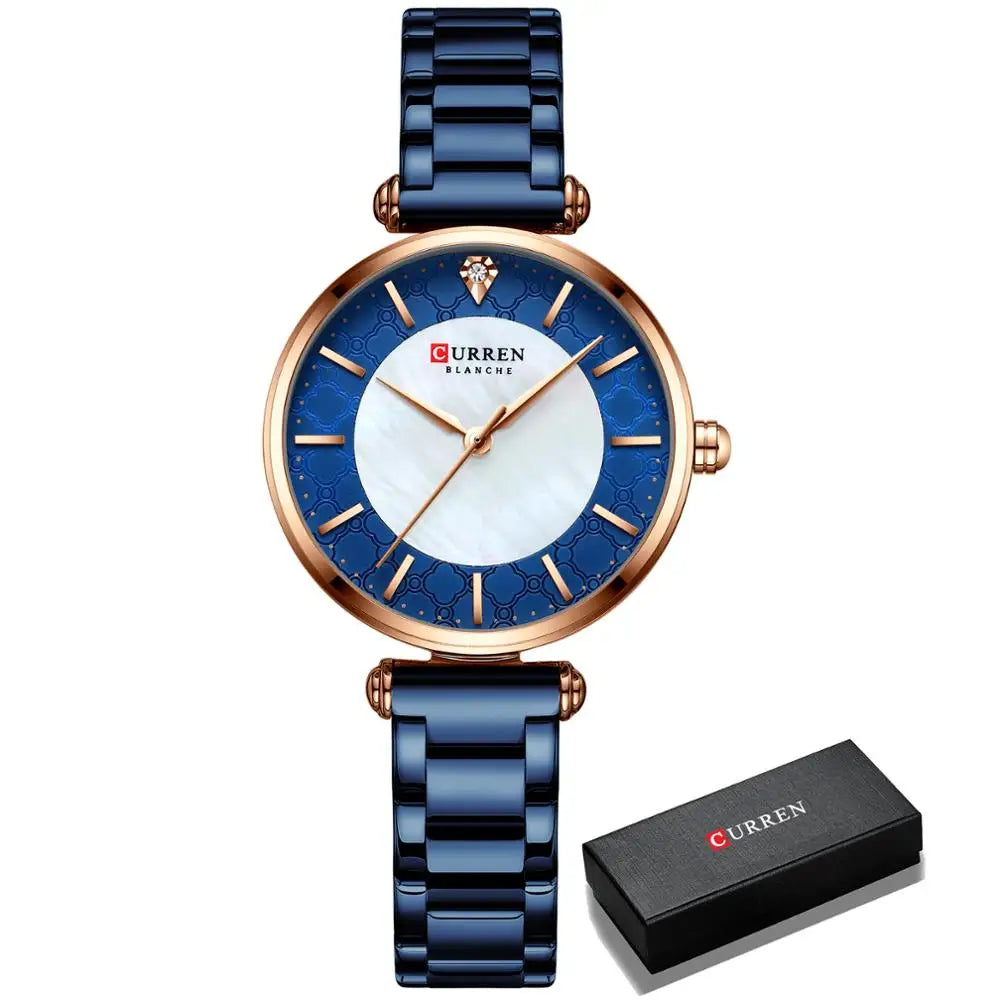 Montres pour femmes marque de luxe CURREN élégant mince montre-bracelet à Quartz avec acier inoxydable Simple femme horloge