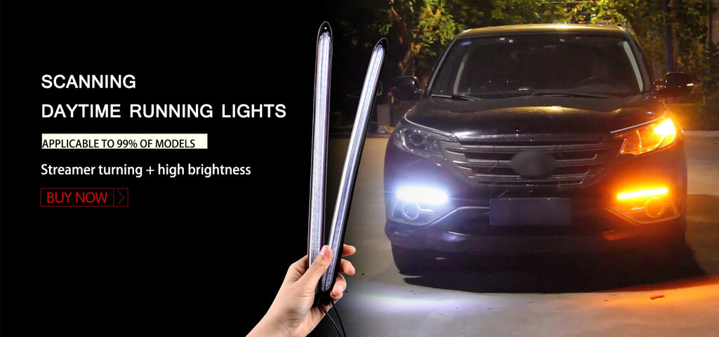 2 pièces LED DRL voiture feux de jour bande Flexible étanche phares automatiques blanc clignotant jaune feux de débit de frein 12V