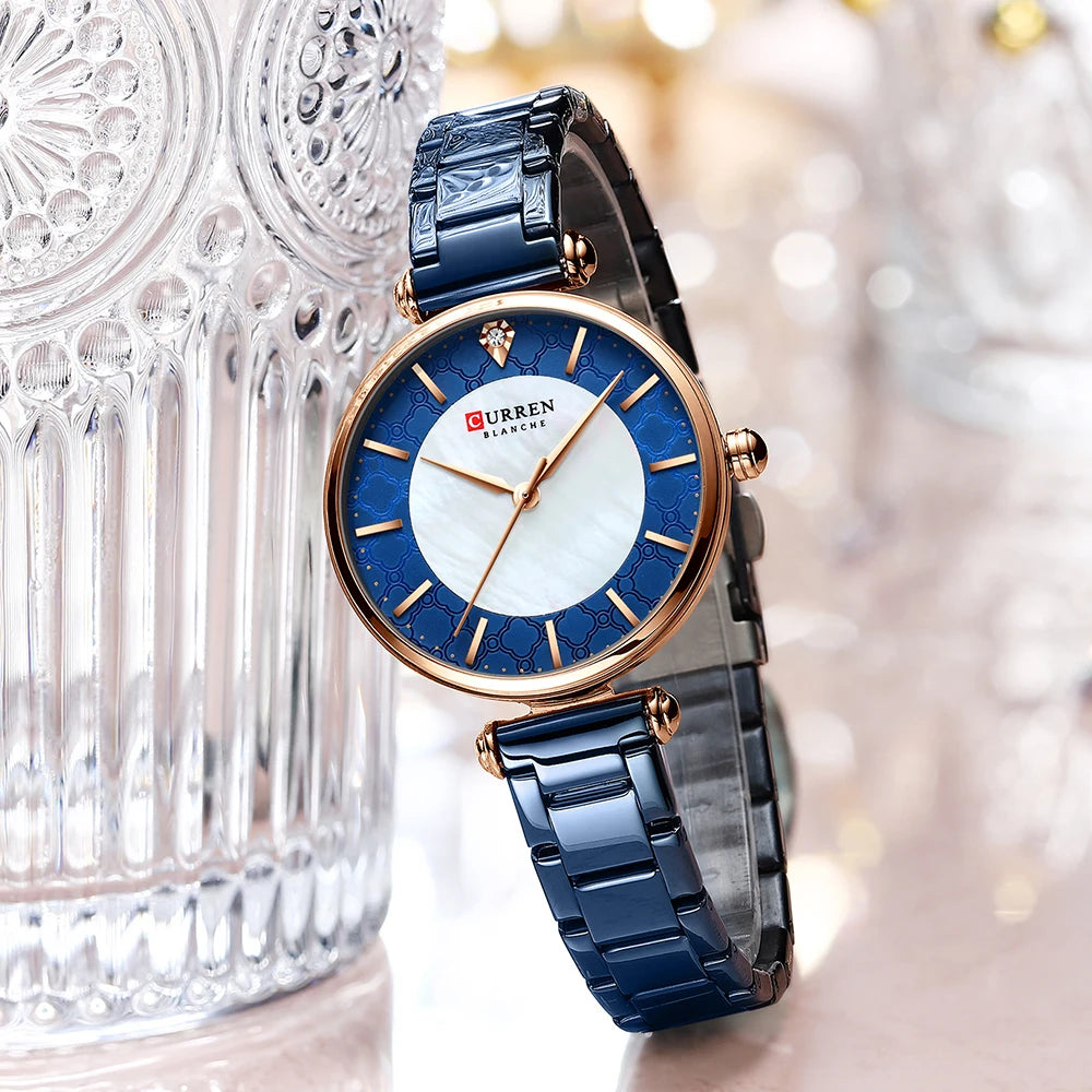 Montres pour femmes marque de luxe CURREN élégant mince montre-bracelet à Quartz avec acier inoxydable Simple femme horloge