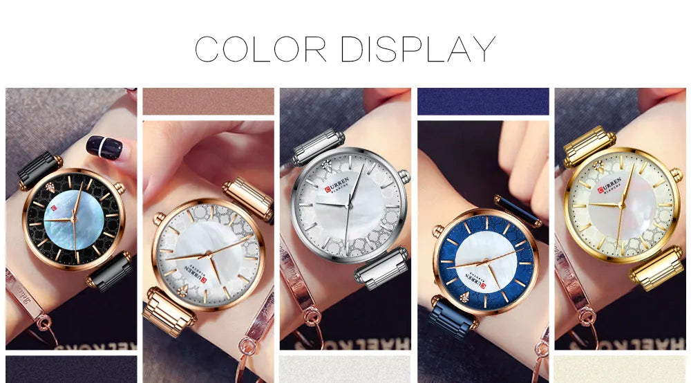 Montres pour femmes marque de luxe CURREN élégant mince montre-bracelet à Quartz avec acier inoxydable Simple femme horloge