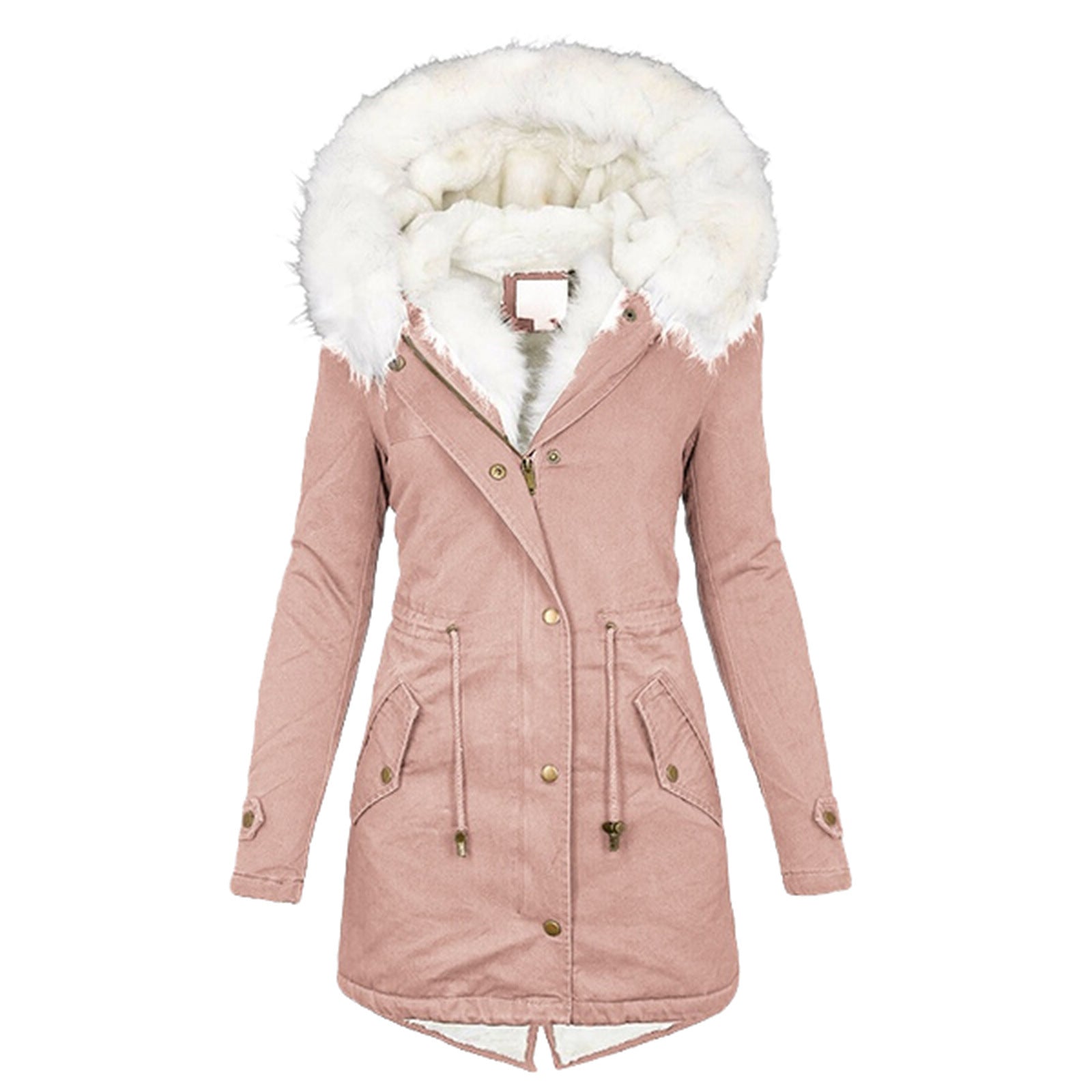 Autumn and Winter Hot Selling Export New Large Size Cotton Outwear Hooded Fur Collar Waist Thickeneded Mid-Length Women's Cotton Outwear