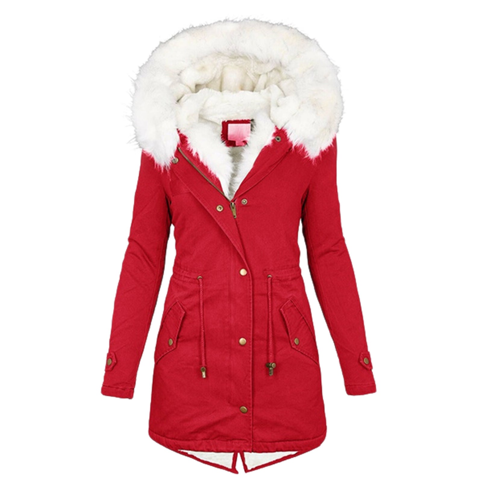 Autumn and Winter Hot Selling Export New Large Size Cotton Outwear Hooded Fur Collar Waist Thickeneded Mid-Length Women's Cotton Outwear