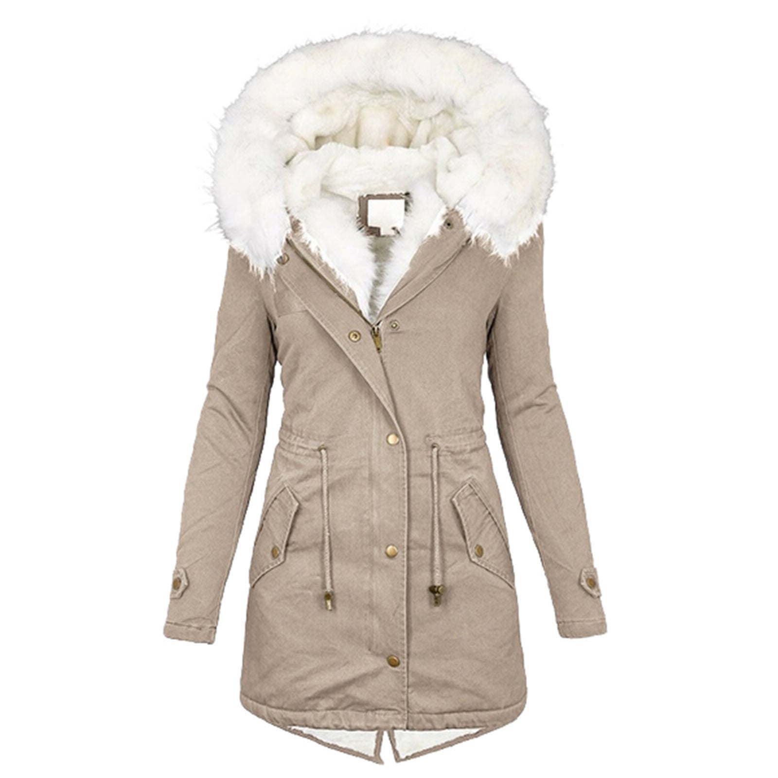 Autumn and Winter Hot Selling Export New Large Size Cotton Outwear Hooded Fur Collar Waist Thickeneded Mid-Length Women's Cotton Outwear