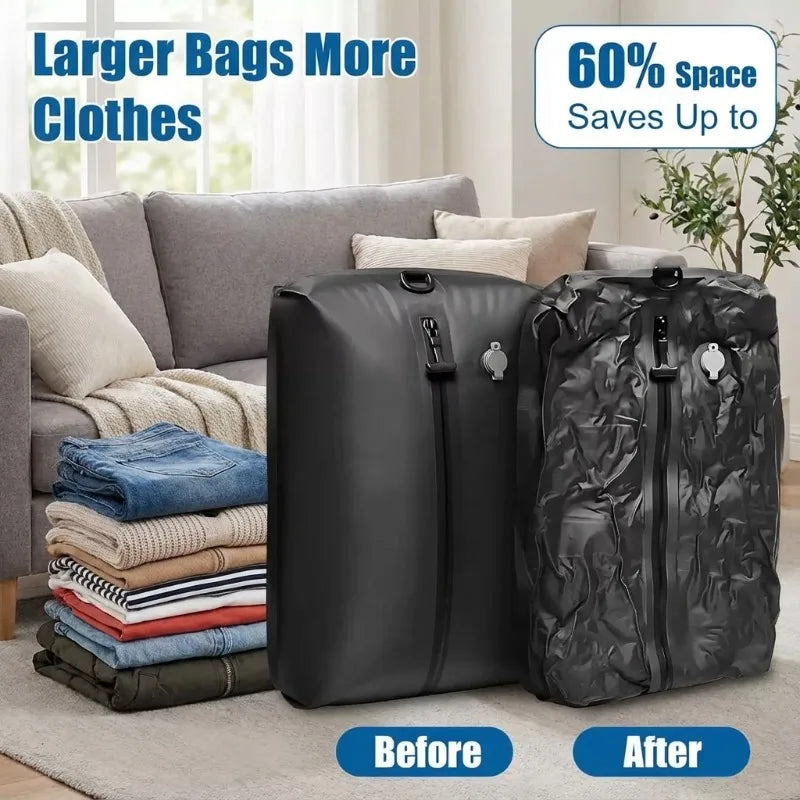 Sac de compression sous vide pour bagages de 17 L, réutilisable, imperméable, anti-poussière, économise 60 % d'espace, sac de voyage sous vide, sacs de rangement