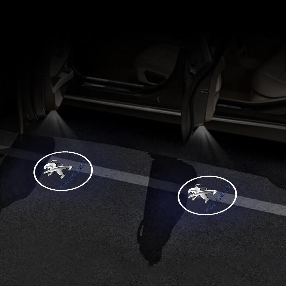 Projecteur LED sans fil pour logo de voiture, éclairage de bienvenue sur la portière, lampe de projection de badge pour Peugeot 206 207 208 307 308 107 2008 3008, accessoires