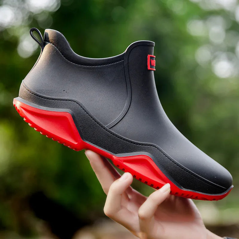 Chaussures de pluie tendance pour homme, imperméables, antidérapantes, en caoutchouc, pour l'extérieur, la cuisine et la pêche