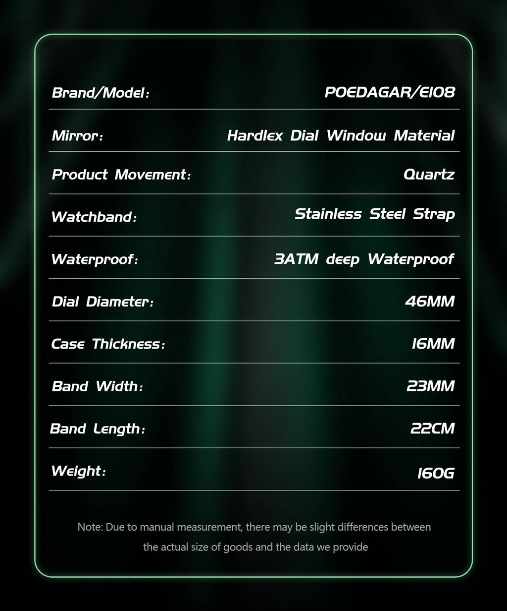 Montre-bracelet homme POEDAGAR, étanche, électronique, LED, affichage double heure, numérique, acier inoxydable, montre à quartz pour homme, Reloj