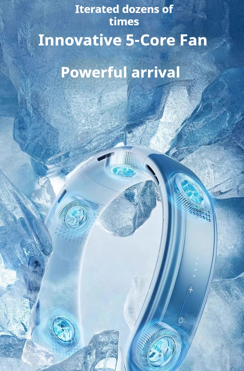 Ventilateur de cou portable rechargeable, mini ventilateur 3 vitesses, grand flux d'air, silencieux, électrique, pour la maison, le camping et l'extérieur