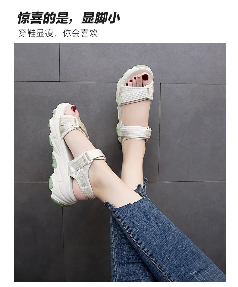 Sandales pour femmes, nouvelles chaussures d'été, style sport, mode décontractée, plateforme antidérapante, chaussures de plage antidérapantes, sandales