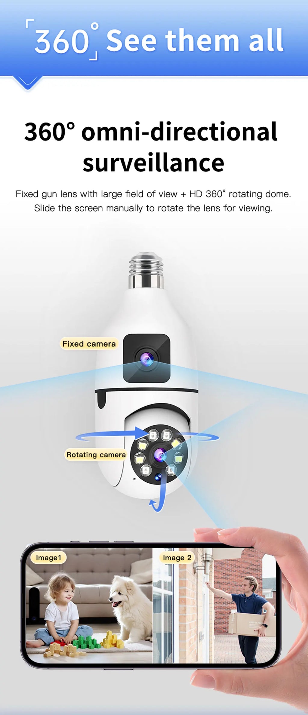 Caméra de Surveillance couleur Vision nocturne moniteur de sécurité automatique suivi humain Zoom intérieur Wifi Miini caméra IP