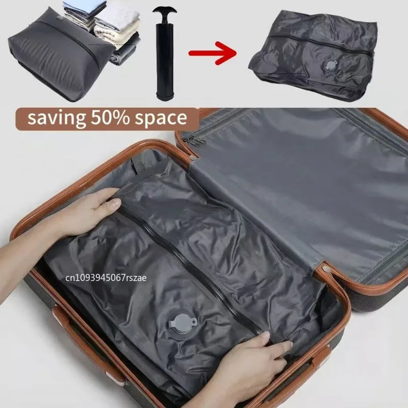 Sac de compression sous vide pour bagages de 17 L, réutilisable, imperméable, anti-poussière, économise 60 % d'espace, sac de voyage sous vide, sacs de rangement