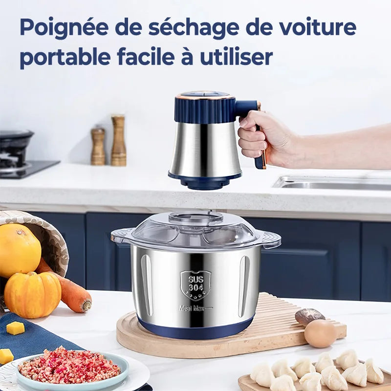 Hachoirs à viande électriques 5L, broyeur alimentaire multifonctionnel en acier inoxydable, trancheuse et hachoir pour légumes, pour la préparation de nourriture maison pour chiens