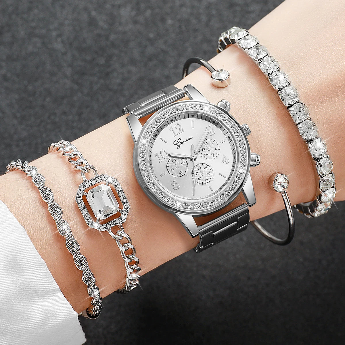 5 pièces de luxe diamant femmes montres Bracelet ensemble dames cadran arabe montres à Quartz Reloj Mujer (sans boîte)