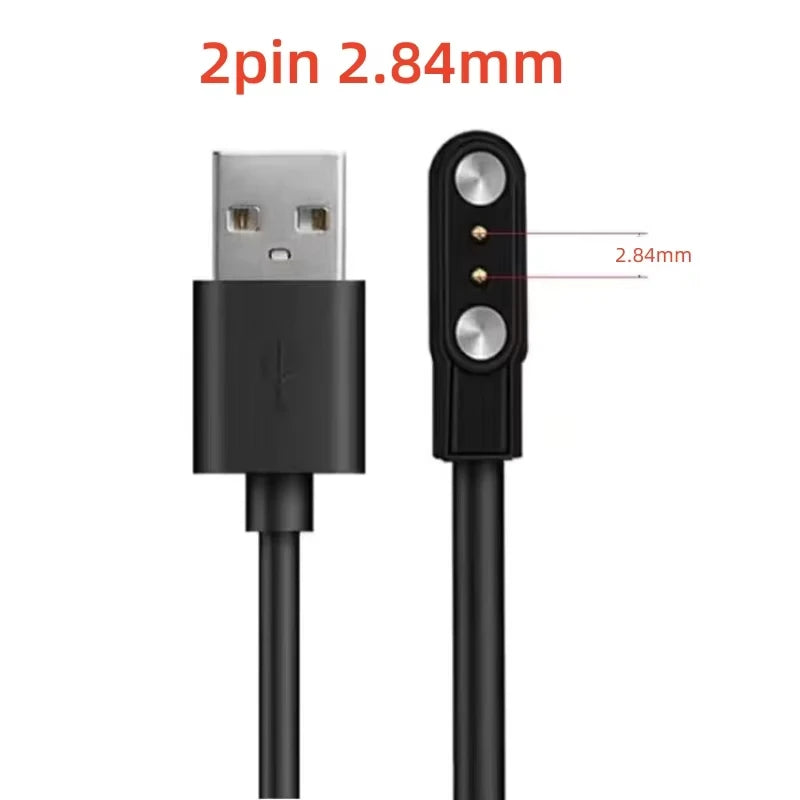 Câble de Charge magnétique puissant universel, 2 broches, 4mm, 7.62mm, 4 broches, cordon de ligne de Charge USB, noir et blanc pour montres intelligentes