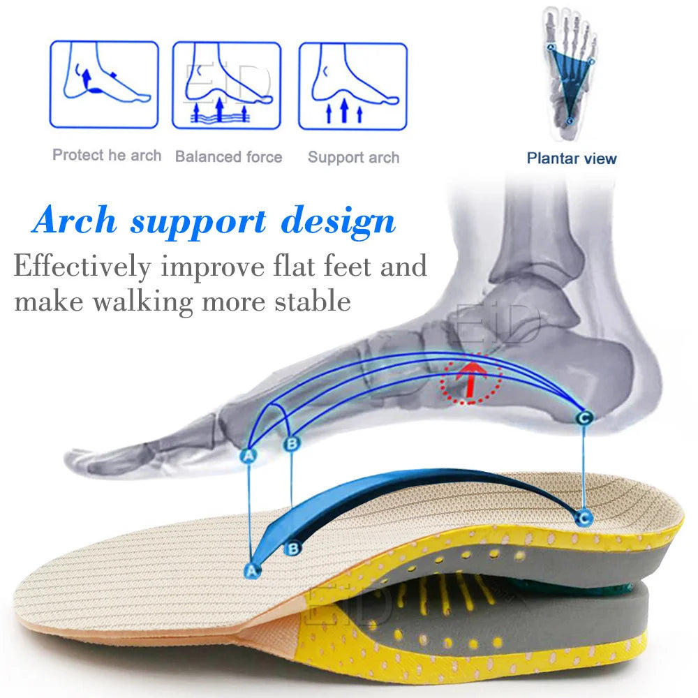 Semelles orthopédiques en gel de qualité supérieure unisexe, pied plat 4WD, semelle de santé pour chaussures, insertion de coussin de soutien de la voûte plantaire pour fasciite plantaire