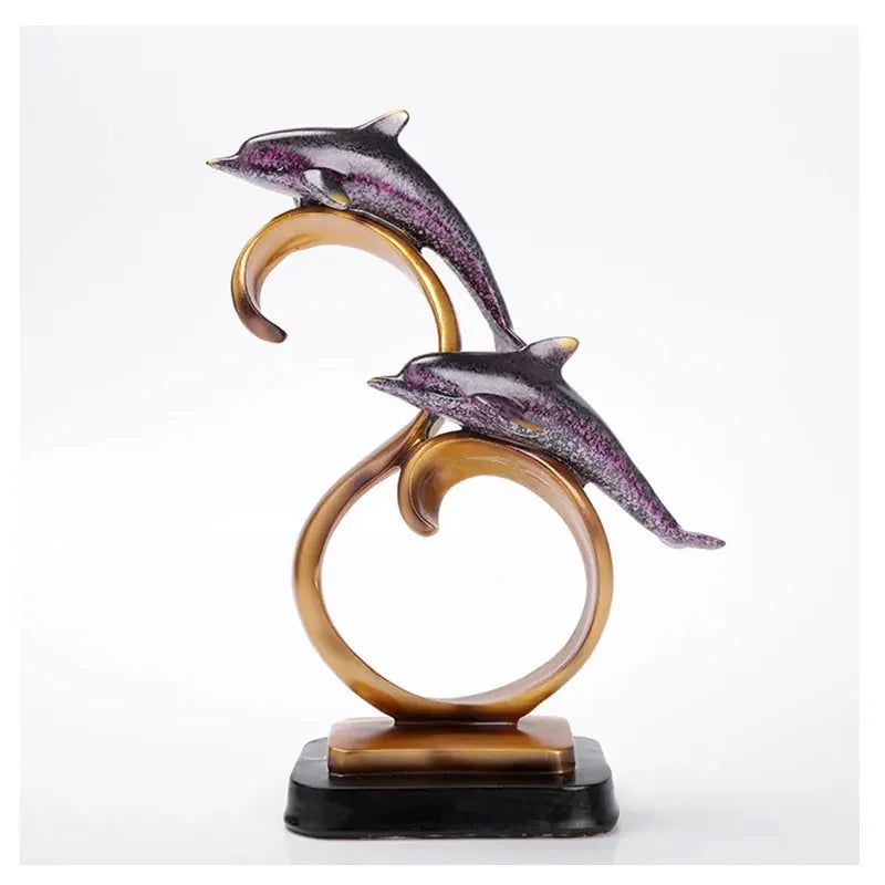 Ornements de bureau, animaux dauphin, décoration de maison, salon, chambre à coucher, Figurines artisanales européennes en résine, Statues créatives