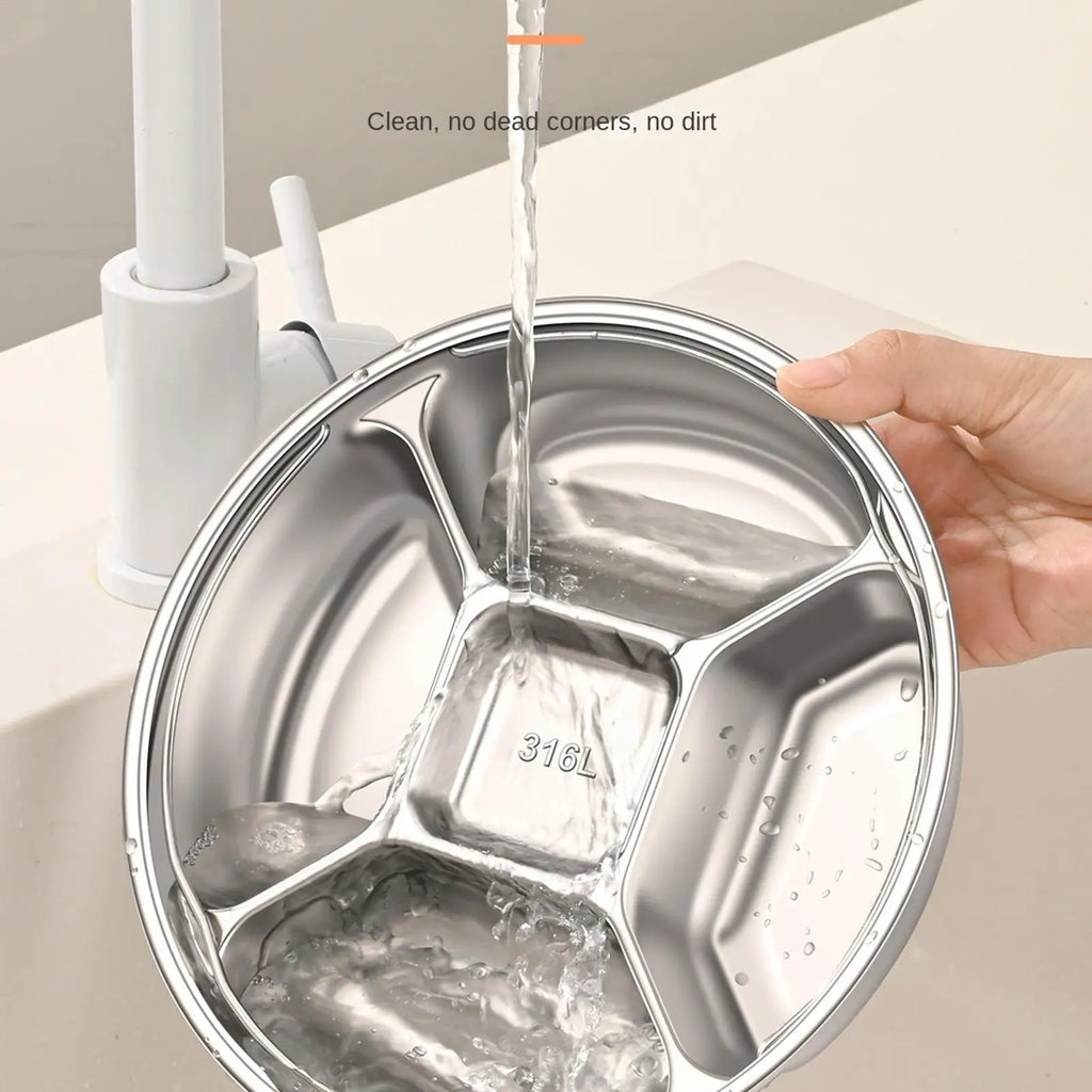 Assiette alimentaire compartimentée 5 compartiments pour salade de fruits, vaisselle réutilisable, compatible lave-vaisselle, plateau de service
