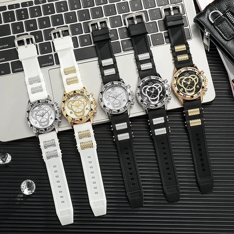 Montre-bracelet à quartz analogique pour homme, bracelet en silicone, montres de sport, mode