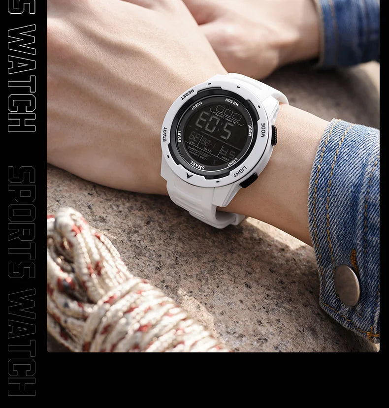 SMAEL-Montre-bracelet numérique étanche à LED pour homme, chronomètre lumineux, montres de sport, 50m, 8105